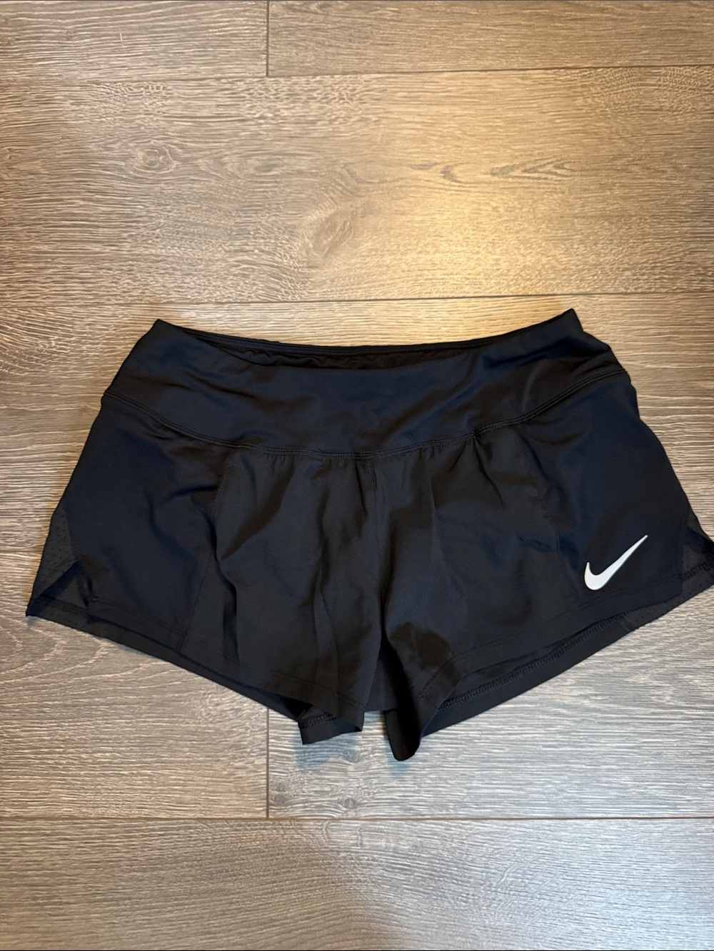 Nike Black Athletic Running Shorts with White Swoosh